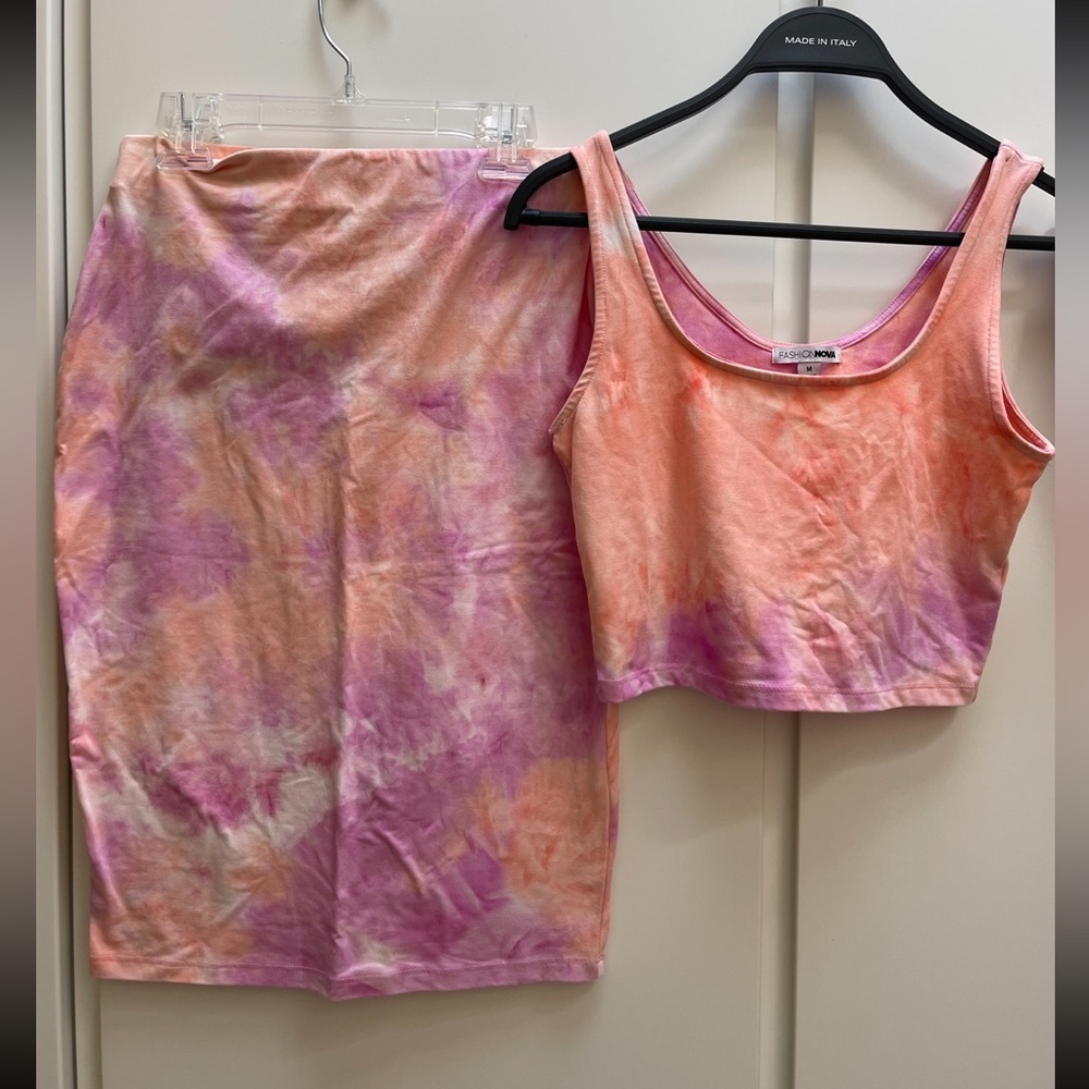 Fashion Nova Sherbet / Cotton Candy Pink Tie Dye Set
